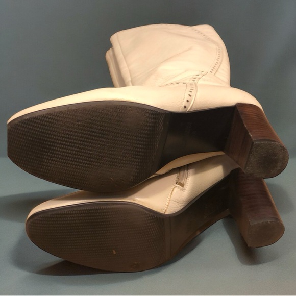 RiaRosa White Leather Heeled Boots – Size 38 (US 8) - Picture 5 of 12